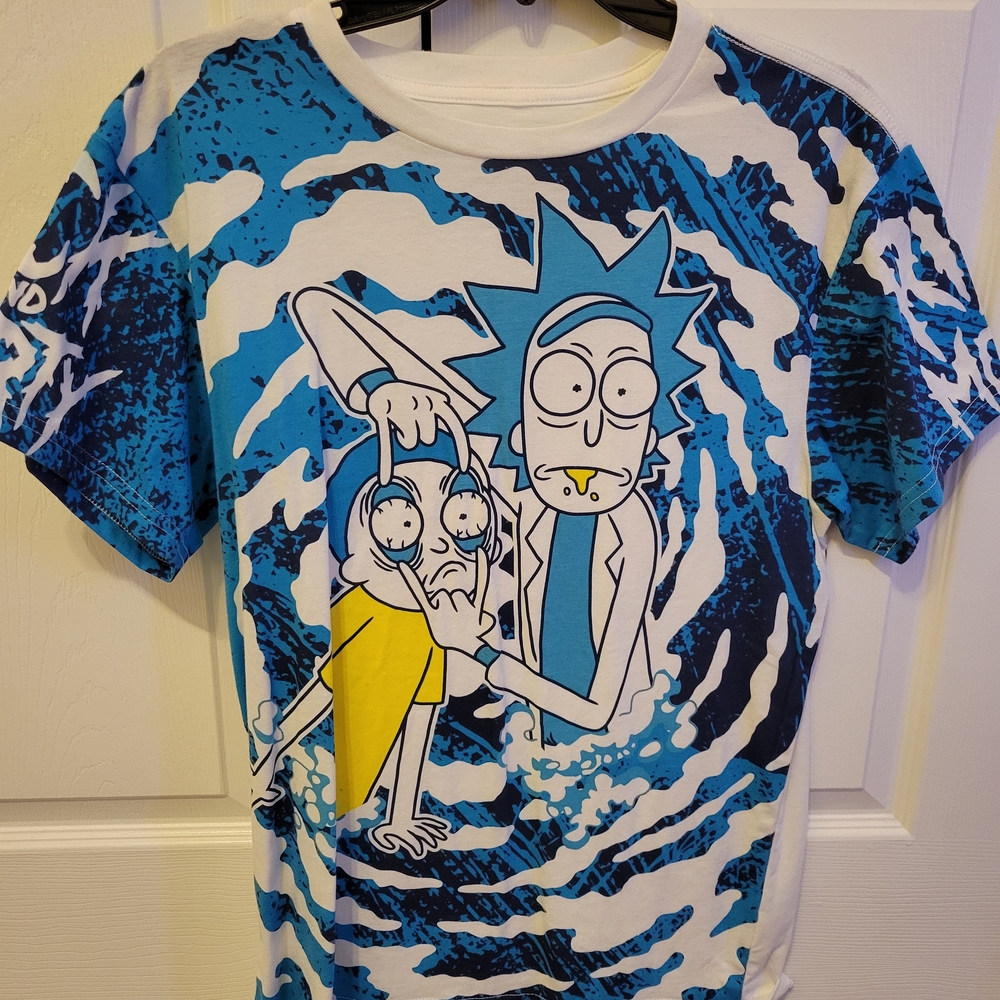 Blue & White Rick and Morty Graphic T-Shirt